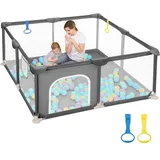Dripex Laufstall Baby 124x124cm, Laufgitter Baby, Laufstall mit atmungsaktivem Netz, Laufgitter 210D Oxford Gewebe, Playpen, kinderlaufstall, Rose
