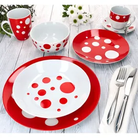 Mambocat Pula Kaffeeservice 18-tlg. rot Punkte