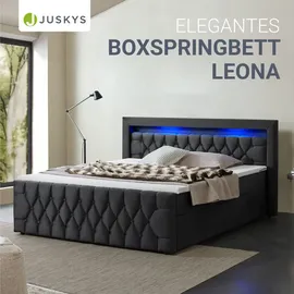 Juskys Boxspringbett Leona - Samt & Schwarz