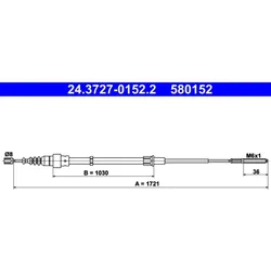 Seilzug Feststellbremse ATE 24.3727-0152.2 für VW Passat B3/B4