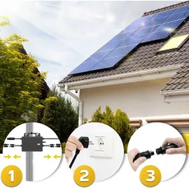 sunniva SUNNIVA® Balkonkraftwerk 800W komplett Steckdose TSUN Wechselrichter, Solaranlage Komplettset, 4x 460W BIFAZIAL, FULL BLACK, Glas-Glas Solarmodule, inkl.5m Kabel, Bluetooth