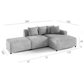 Fun Möbel Ecksofa Designersofa MEGAN XS inkl. Hocker Stoff Salvador Honiggelb Ottomane Rechts - Gelb
