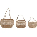 Beliani Aufbewahrungskorb 3er Set Arapaima Seegras Naturfarbene Esche