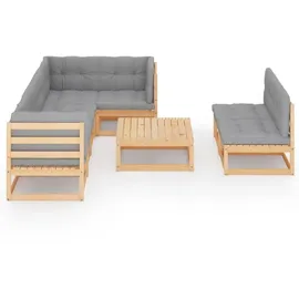 vidaXL 8-tlg. Loungeset mit Kissen grau