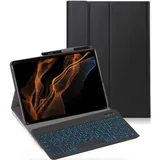 YHFZR Tastatur Hülle für Samsung Galaxy Tab S8 Ultra, [Deutsches QWERTZ] Slim Hülle mit 7 Farben Beleuchtung Kabellose Tastatur mit Schützhülle für Samsung Tab S8 Ultra 14,6'' X900/X906, Schwarz