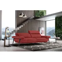 Egoitaliano 2,5-Sitzer Anais, Designsofa mit erstklassigem Sitzkomfort, Fußfarbe schattengrau, Kopfteil verstellbar, 232 cm, Luxus-Microfaser Lederoptik, marsala rot