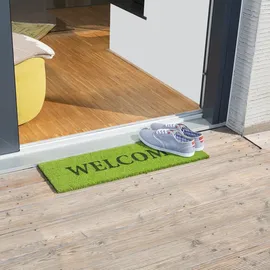 Relaxdays Kokosmatte Welcome grün 25,0 x 75,0 cm