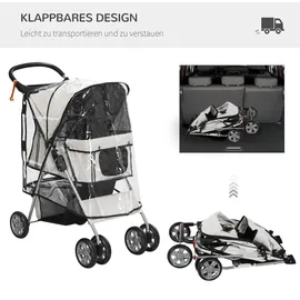 PawHut Hundebuggy Faltbarer Hundewagen bis 10 kg Grau 75x45x97 cm