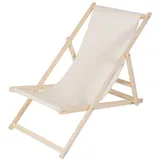 Melko Liegestuhl klappbar Strandstuhl aus Holz Gartenliege Relaxliege Sonnenliege Balkonstuhl Beige