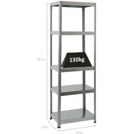Proregal Schwerlastregal Metall 180x60x40 cm silber