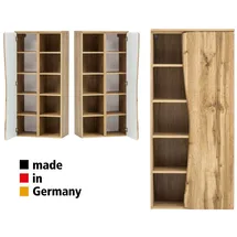 Lomadox - Badezimmerschrank Mit Regal 60 Cm Kahla-03 In Wotan Eiche Nb., B/h/t: Ca. 60/130/35 Cm