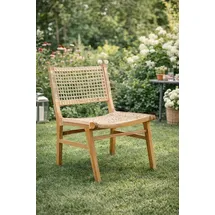 aea Eleganter Gartenstuhl aus Holz mit Rattanbespannung