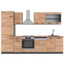 Vicco Küchenzeile R-Line 300 cm Goldkraft Eiche/Anthrazit
