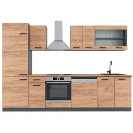 Vicco Küchenzeile R-Line 300 cm Goldkraft Eiche/Anthrazit