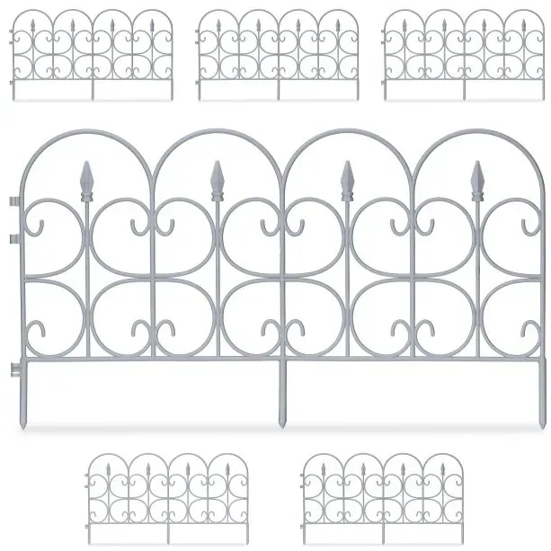 Relaxdays Beetzaun Kunststoff 60er Set Grau