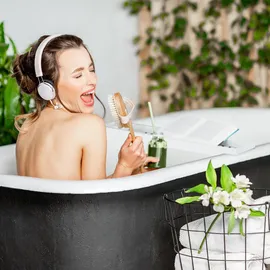 Relaxdays Badewannenablage Bambus Weiß