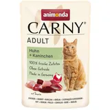 Carny Katzenfutter nass Pouch Huhn + Kaninchen (12 x 85g), Katzen Nassfutter ohne Getreide und Zucker für ausgewachsene Katzen von animonda mit frischen fleischlichen Zutaten, praktische Portionsbeutel