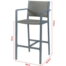 casa.pro Outdoor-Barstuhl 2er Set Avise Aluminium Dunkelgrau