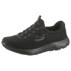Slip-On Sneaker SKECHERS "Summits", Damen, Gr. 40, schwarz, Textil, sportlich, Schuhe, Slipper, Freizeitschuh, Komfortschuh mit Gummizug, Topseller