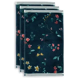 Pip Studio Les Fleurs Gästehandtuch 30 x 50 cm blau 3 St. 