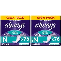 Always Daily Fresh Slipeinlagen Damen Normal (76 Binden), Gigapack, ohne Duft (Packung mit 2)