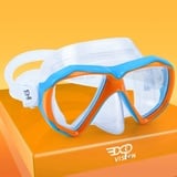 Kinder Taucherbrille, 180° Anti-Beschlag Kinder Schwimmmaske Gehärtetes Glas Schwimmbrille mit Nasenschutz Anti-Leck Tauchmaske für 4-15 Jungen Mädchen Jugend (Orange&Blau)