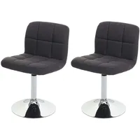 Mendler 2er-Set Esszimmerstuhl Kavala, Küchenstuhl Stuhl, Stoff/Textil Chrom drehbar