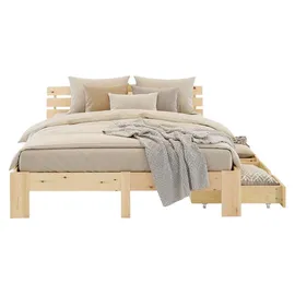 Homestyle4u Holzbett 160 x 200 cm Braun