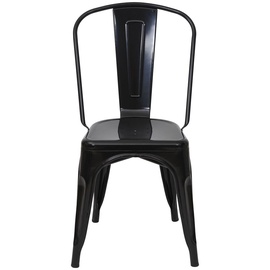 Mendler 6er-Set Stuhl HWC-A73, Bistrostuhl Stapelstuhl, Metall Industriedesign stapelbar schwarz