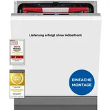 Exquisit Einbaugeschirrspüler, Vollintegrierte Spülmaschine, 14 Maßgedecke, Besteckschublade, Aquastop, Automatischer Türöffner, EGSP9614-E-03... - Silber
