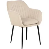 Esszimmerstuhl EMILIA - sand - Samt - mit Armlehnen Esszimmerstuhl Küchenstuhl