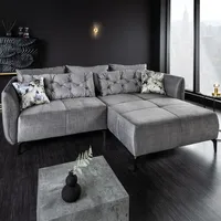 Riess-Ambiente Ecksofa MARRAKESCH 245cm grau Samt Metallfüße inklusive Kissen