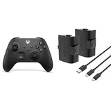 Xbox Wireless Controller Carbon Black+Venom 1100mAh Akku mit hoher Kapazität im Doppelpack - Schwarz Series X & S One