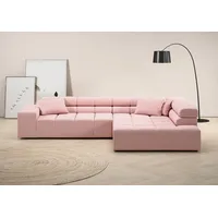 INOSIGN Ecksofa »Ancona incl. Kopfteilverstellung, Breite 319cm, L-Form«, wahlweise motorische Sitztiefenverstellung, auch in Cord + Easy Care rosa