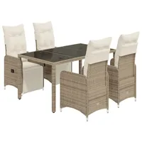 vidaXL 5-tlg Garten-Bistro-Set mit Kissen Braun Poly Rattan Modell 8