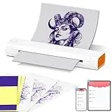 Itari M08F Tattoo Drucker, Thermodrucker Tattoo für A4 Papier mit 10pcs Tattoo Papier, Tattoo Printer Tattoo Stencil Drucker Bluetooth mit IPad & Phone & PC,Weiß