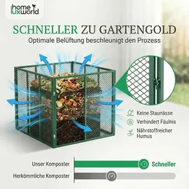 homeluxworld Garten Komposter Metall 750L 100x100x75 cm Grün