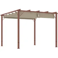 Outsunny Pergola, Natur, Metall, 296x232x299 cm, Sonnenschutz, Pavillons