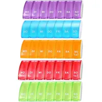 5 Stück Tablettenbox 7 Tage, Klein Pillenbox Fächer, Wiederverwendbare, Mini Organiser Regenbogen, für Vitamine, Nahrungsergänzungsmittel und Medikamente, Unterwegs Aufbewahrung (5)