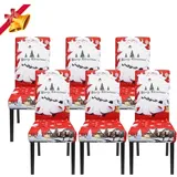 Einziehbares Weihnachts-Stuhlhussen-Set, universelle waschbare Stuhlhussen, dekorative Stuhlhussen für das Weihnachts-Esszimmer (Rot/Weihnachtsmann,