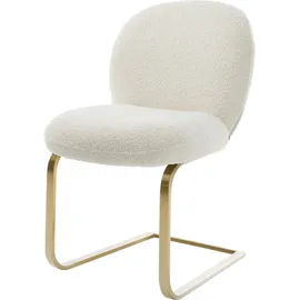DeLife Freischwinger Nube-Flex Bouclé Weiß Freischwinger flach Gold Taschenfederkern,