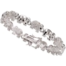 Armband FIRETTI "Schmuck Geschenk Silber 925 Armschmuck Armkette Elefanten", silber (silberfarben, weiß), Armbänder, Damen, Silber 925 (Sterlingsilber), mit Zirkonia (synth.)