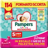 Pampers Baby Dry Höschen & Fit Prime Junior, Vorratsformat, 114 Windeln, Größe 5 (12-18 kg), 1 Monat Online-Fitnessstudio als Geschenk