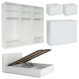 Feldmann-Wohnen Schlafzimmer-Set, Weiß, Holz, 8 Fächer, 5 Schubladen, Rechteckig,Rechteckig, 160x200 cm, Schlafzimmer, Betten
