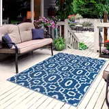 Pasha Home Outdoor Teppich Freesia 120x170 / wendbarer Outdoorteppich 2 in 1 / Outdoor Teppich wetterfest aus Kunststoff/Teppich für Balkon, Terrasse und Außen/Outdoor Teppich Boho