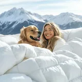 GDFP Daunendecke 135x200, 90% Daunen und 10% Federn, Maschinenwäsche, Bettdecke 135x200 Daunen, Wärmeklasse: warm, Füllgewicht 900g, Weiß - Weiß