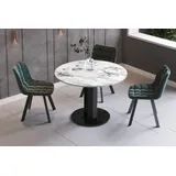designimpex Esstisch Design HES-111 Tisch rund oval Hochglanz ausziehbar 100-148cm schwarz