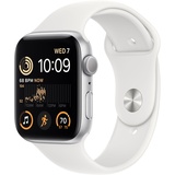 Apple Watch SE 2022 GPS 44 mm Aluminiumgehäuse silber,  Sportarmband weiß