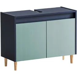 Tchibo - Waschbeckenunterschrank »Lovis« - 80x33x60cm - blau - Holz / Metall / Eschen-Massivholz