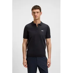 Kurzarmpullover BOSS GREEN "K Ever-X PS", Herren, Gr. L, blau (dunkelblau402), Strick, Obermaterial: 100% Baumwolle, unifarben, casual, regular fit hüftlang, Kurzarm Bündchen, Pullover, mit Perforierungen zur Belüftung
